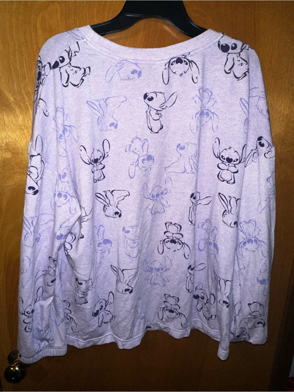 Disney Stitch Light Purple Long Sleeve Sleepwear Pajama Crewneck Top - Picture 5 of 5